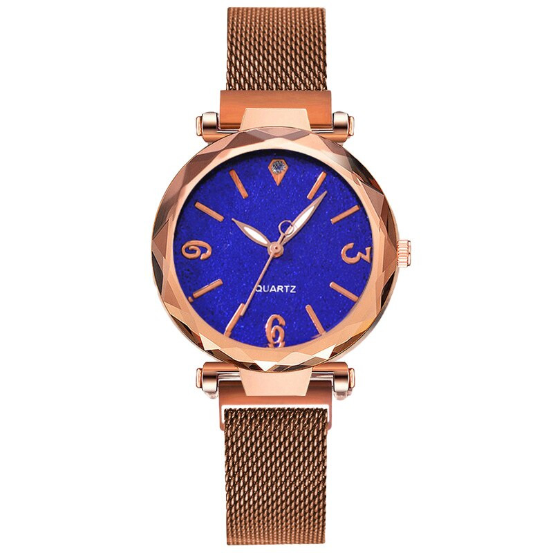 Reloj Mujer 2023 luksuslik mood naiste sinise sihverplaadiga kvartsist randmekell Lihtne roosakullast võrkvööst naiste käekell Relogio Feminino