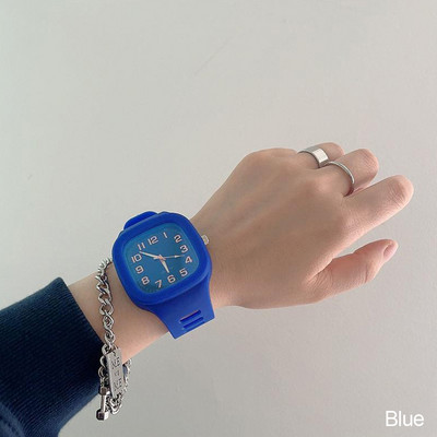 Divat négyzet alakú kvarc digitális számlap alkalmi karórák gumiszíjas Divatos óra vízálló női karóra