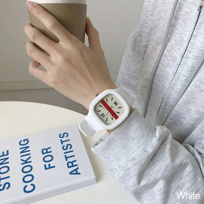 Divat négyzet alakú kvarc digitális számlap alkalmi karórák gumiszíjas Divatos óra vízálló női karóra