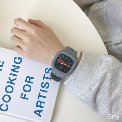 Divat négyzet alakú kvarc digitális számlap alkalmi karórák gumiszíjas Divatos óra vízálló női karóra