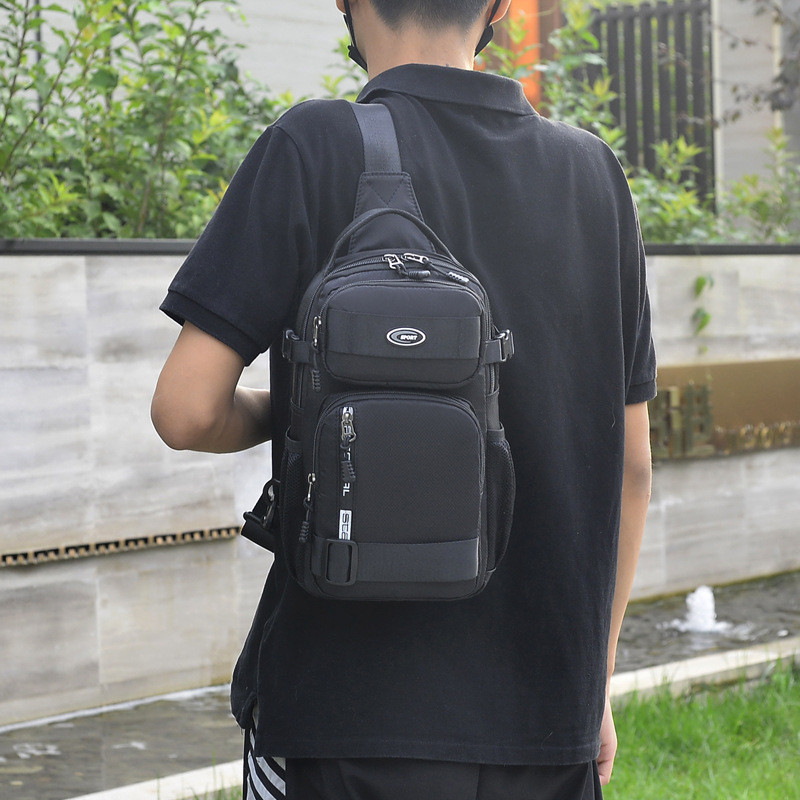 Geantă de umăr de mare capacitate, ocazională pentru bărbați, geantă de călătorie în aer liber, multifuncțională, impermeabilă, pentru piept.