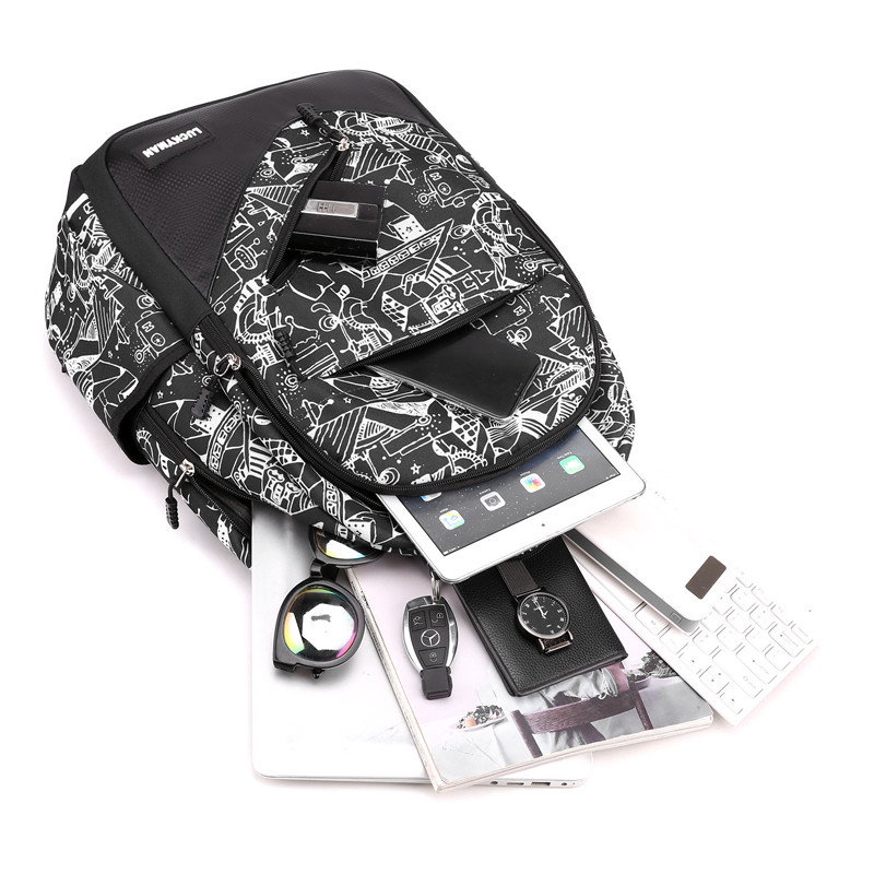 2022. gada jauna modes mugursoma vīriešiem, grafiti, forša skolas skolas soma, liela ietilpība, ceļojumi, daudz kabatu, somas pusaudžiem, zēnu mugursoma