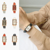 Moodne retro lihtne šikk kvartsnahast rihmaga ristkülik käekell vabaaja retro luksuslik väikese ruudu nisukõrvatrükkidega naiste käekell