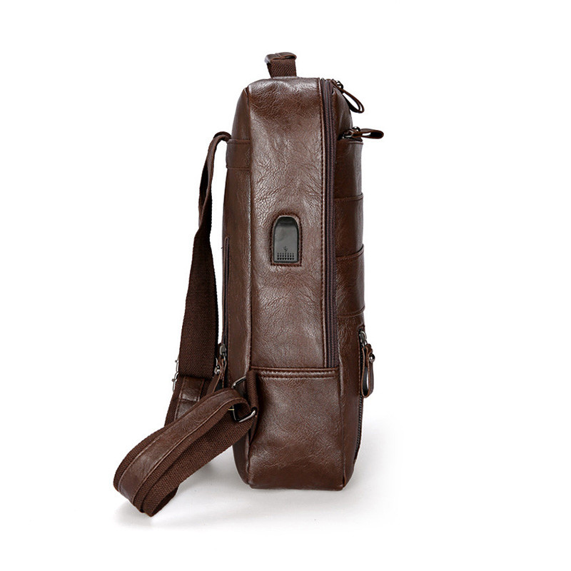 Rucsac vintage de mare capacitate pentru laptop pentru bărbați, impermeabil, pentru bărbați, pachet elegant din piele PU pentru adolescenți, pentru bărbați