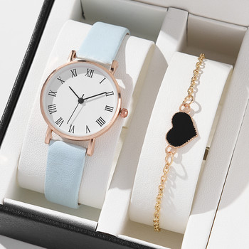 5/2PCS Комплект часовници за жени Луксозен кожен аналогов дамски кварцов ръчен часовник Моден часовник с гривна 2022 Relogio Feminino Нов топ
