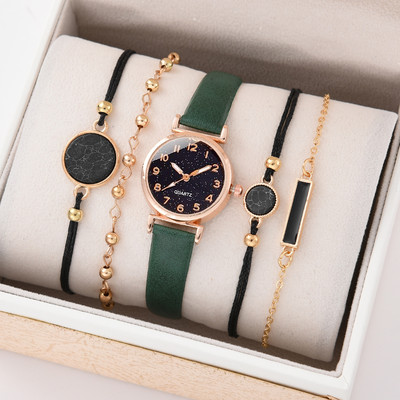 5/2GAB pulksteņu komplekts sievietēm Luksusa ādas analogs sieviešu kvarca rokas pulksteņu modes rokassprādzes pulkstenis 2022 Relogio Feminino jauns tops