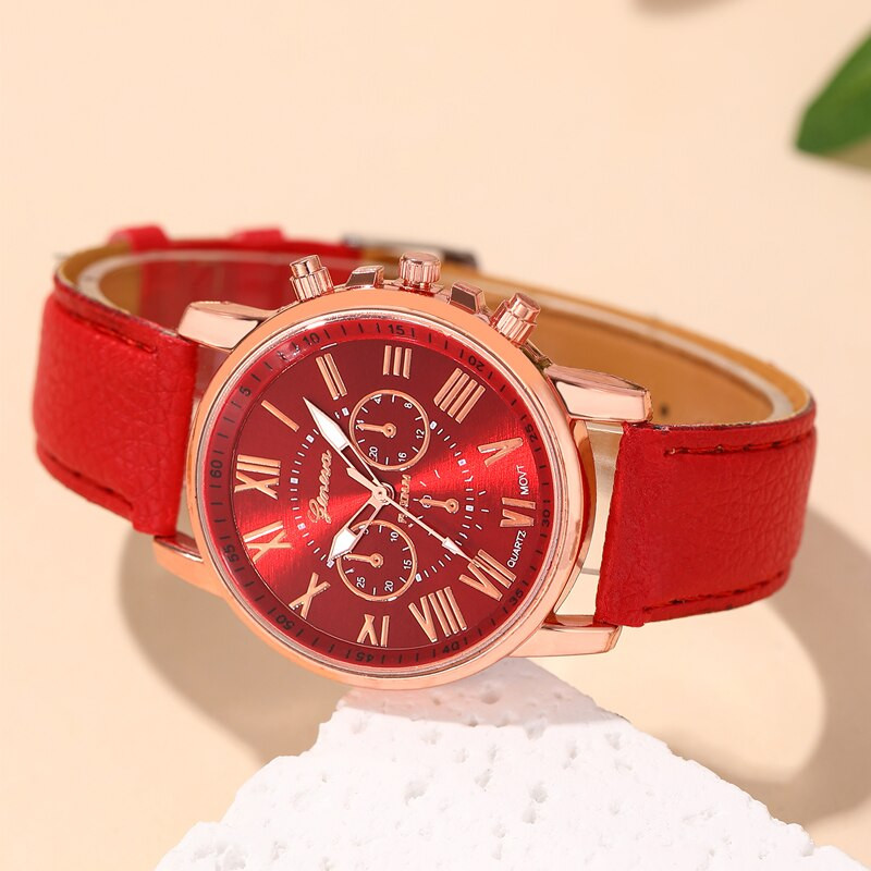 Reloj Mujer 2023 divatos női órák Női piros bőr kvarc karóra női üzleti alkalmi karóra Relogio Feminino