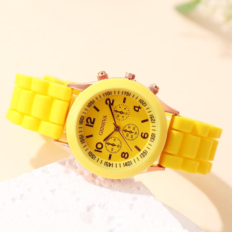 Reloj Mujer 2023 Ceasuri de modă pentru femei Ceas de rochie de lux elegant de damă Ceas de cuarț din gel de silicon galben Relogio Feminino
