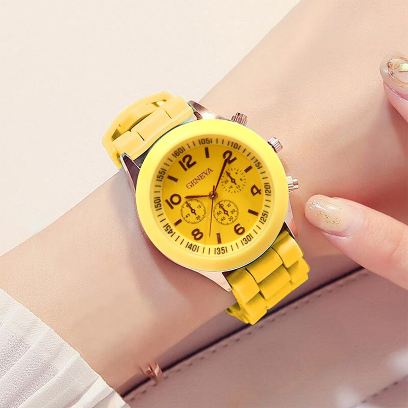 Reloj Mujer 2023 Ceasuri de modă pentru femei Ceas de rochie de lux elegant de damă Ceas de cuarț din gel de silicon galben Relogio Feminino