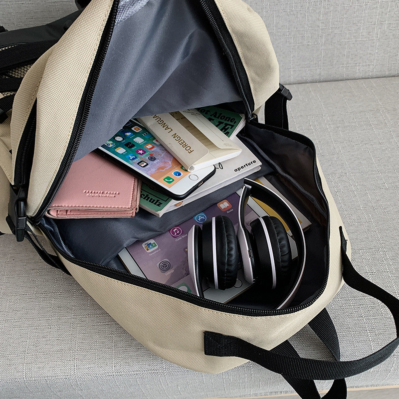 Uus suure mahutavusega mitme taskuga puuvillane ja linane naiste seljakott Preppy stiilis ruuduline koolikott Kolledži üliõpilaste sülearvuti seljakott