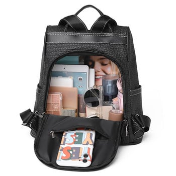 Дамска чанта за книги Раница Дамска раница с голям капацитет Портмонета Висококачествена кожена женска ретро чанта Ученически чанти Пътна чанта