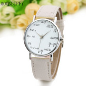Női karóra divat matematikai képlet egyenlet bőrszíj ötvözet analóg kvarcórák női karórák Reloj Mujer