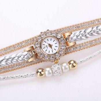 Луксозни златни кожени часовници за жени Перлена рокля Креативни часовници Ежедневни дамски гривни Ръчен часовник Часовник Подарък Relogio Feminino