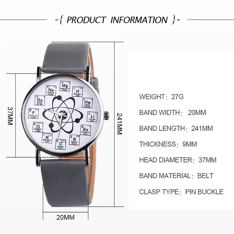 Női karórák Kreatív dizájn vegyi elem markerek molekulamintás órák bőrpánt kvarc karórák női órák