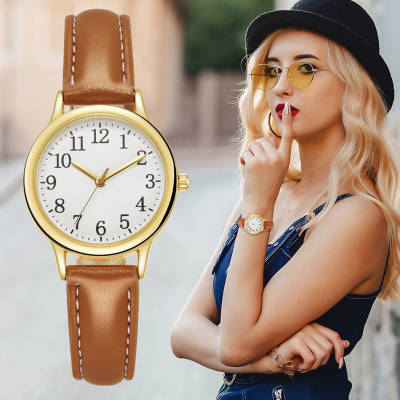 Japan Movement Női Kvarc óra Arab számok Egyszerű számlap PU bőr szíj Lady Candy Szín Montre Femme Reloj Mujer