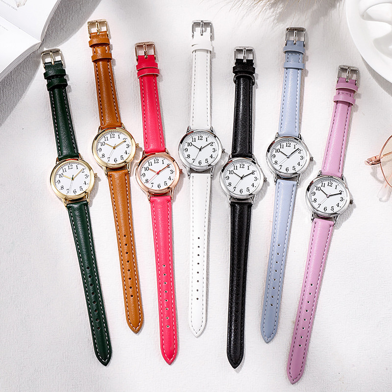 Japan Movement Női Kvarc óra Arab számok Egyszerű számlap PU bőr szíj Lady Candy Szín Montre Femme Reloj Mujer