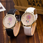 Γυναικεία Casual Ρολόγια Μόδα Dream Catcher Flower Quartz για Ρολόι Μαύρο Δερμάτινο Γυναικείο Ροζ Φόρεμα Ρολόγια Δώρα Reloj Mujer часы