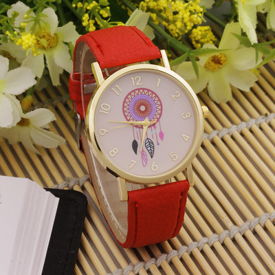 Γυναικεία Casual Ρολόγια Μόδα Dream Catcher Flower Quartz για Ρολόι Μαύρο Δερμάτινο Γυναικείο Ροζ Φόρεμα Ρολόγια Δώρα Reloj Mujer часы