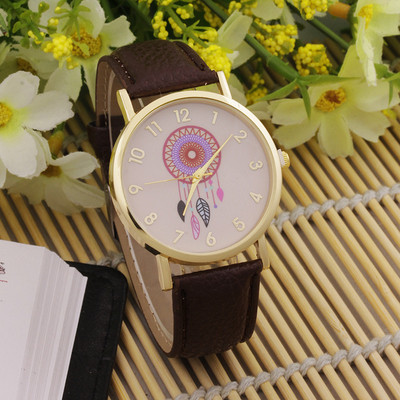 Γυναικεία Casual Ρολόγια Μόδα Dream Catcher Flower Quartz για Ρολόι Μαύρο Δερμάτινο Γυναικείο Ροζ Φόρεμα Ρολόγια Δώρα Reloj Mujer часы