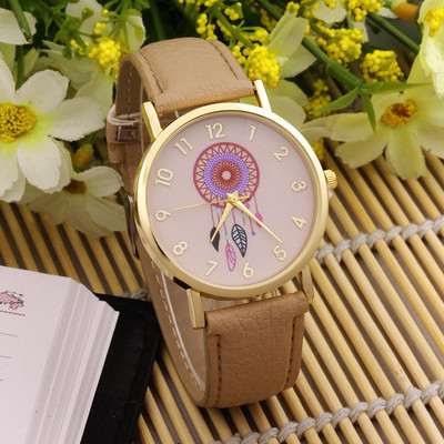 Γυναικεία Casual Ρολόγια Μόδα Dream Catcher Flower Quartz για Ρολόι Μαύρο Δερμάτινο Γυναικείο Ροζ Φόρεμα Ρολόγια Δώρα Reloj Mujer часы