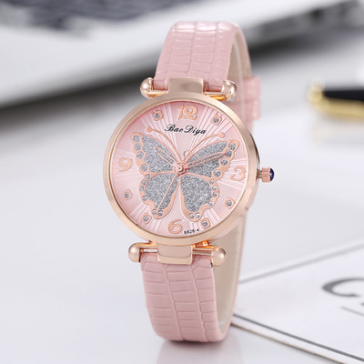 Jauns Rhinestone Butterfly Ciparnīcas Sieviešu pulksteņi Modes Ādas Siksnas Kvarca Pulkstenis Sieviešu Elegants Ikdienas Sieviešu Rokas pulkstenis