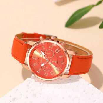 Reloj Mujer Fashion Γυναικεία Ρολόγια Γυναικεία Ρολόγια Χαλαζίας Γυναικείο Πορτοκαλί Δερμάτινο Ρολόι Καρπού Επαγγελματικό Casual Ρολόι Relogio Feminino