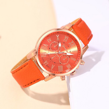 Reloj Mujer Fashion Γυναικεία Ρολόγια Γυναικεία Ρολόγια Χαλαζίας Γυναικείο Πορτοκαλί Δερμάτινο Ρολόι Καρπού Επαγγελματικό Casual Ρολόι Relogio Feminino