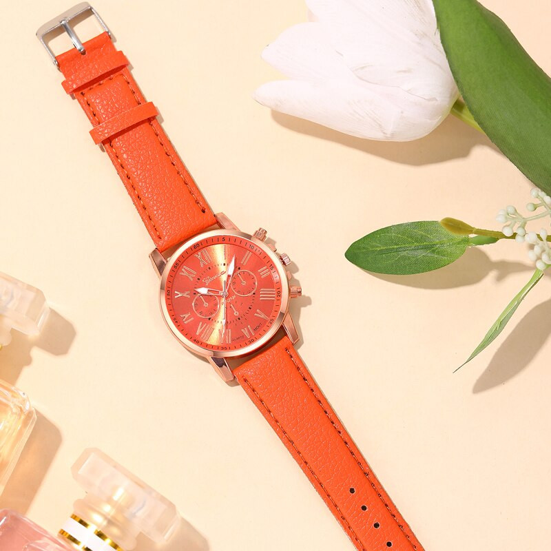 Reloj Mujer Mood Naiste käekellad Naiste oranži nahast kvartsist randmekell naistele äriline vabaajakell Relogio Feminino