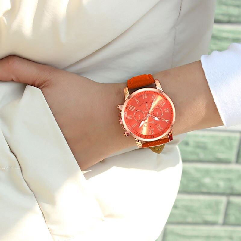 Reloj Mujer Mood Naiste käekellad Naiste oranži nahast kvartsist randmekell naistele äriline vabaajakell Relogio Feminino