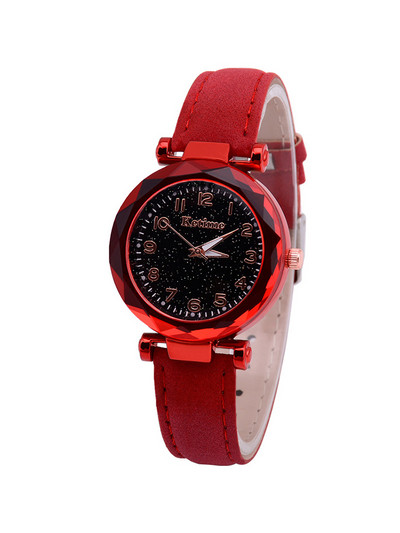 Naiste tähistaeva heledad käekellad Korea naiste kvartskell Naiste punane nahast vöökell relogio feminino