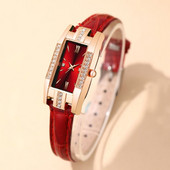 Divat Xiaohong bőrszíjas gyémánt négyzet alakú órák Női karóra Elegáns retro női karóra Dekoratív karóra Reloj Mujer