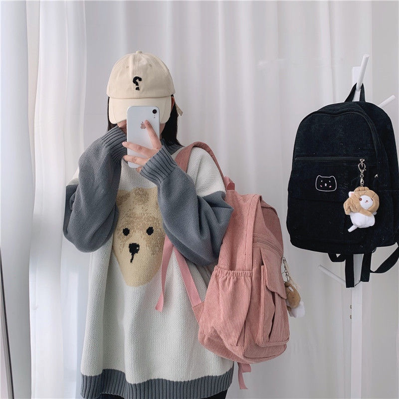 Jauka velveta sieviešu mugursoma vienkrāsaina studentu skolas soma pusaudžu meitenei ceļojumu plecu somas Skolas mugursoma