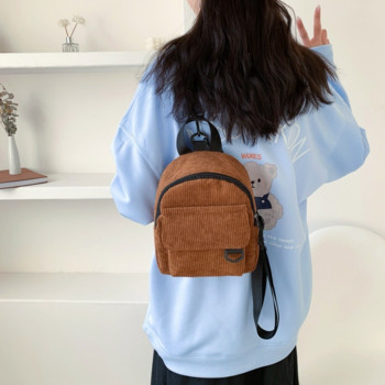 Модна дамска мини раница Едноцветна рипсено кадифе Малки раници Обикновени ежедневни студентски чанти за книги Пътуващи раници 2022 г.