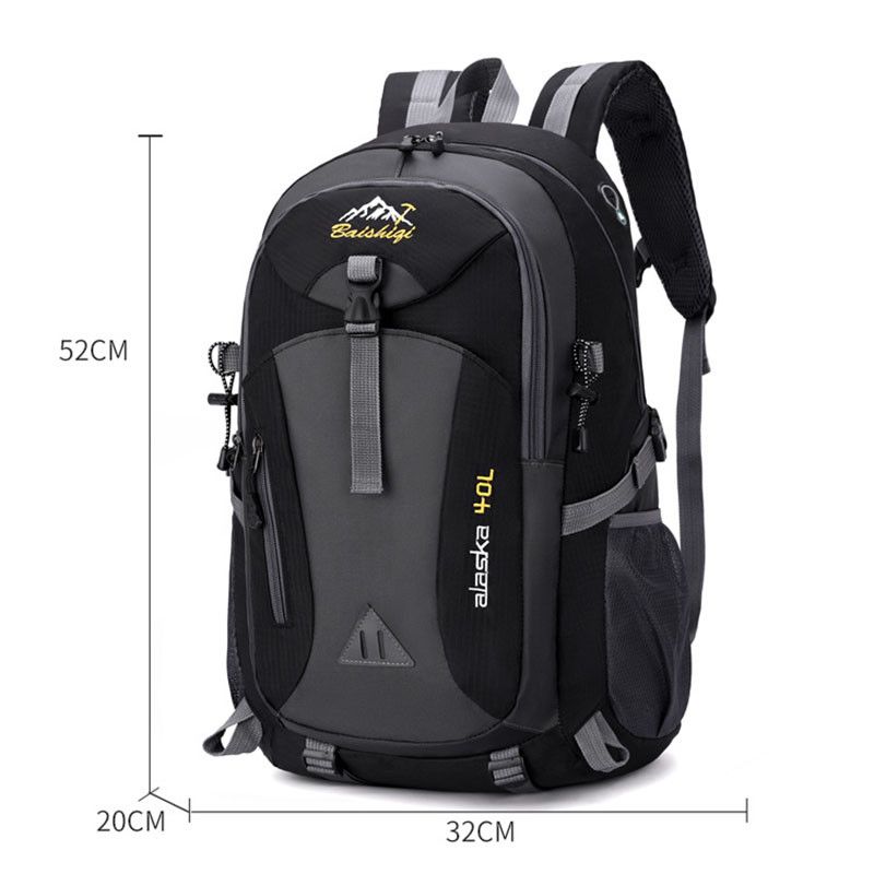 40 l didelės talpos kuprinė nailoninė, vandeniui atspari laisvalaikio kelionių kuprinė žygiams kempingo alpinizmo krepšys jaunimo sportinis krepšys