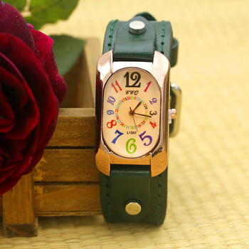 Shsby Cow Δερμάτινο λουράκι Χρώμα Ψηφιακό ορθογώνιο ρολόι Γυναικείο βραχιόλι Ρολόγια Γυναικείο ρολόι χαλαζία από χαλαζία Φοιτητικό ρολόι ελεύθερου χρόνου
