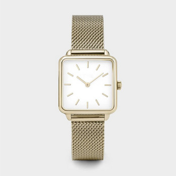 Reloj Mujer Πολυτελή γυναικεία ρολόγια Ροζ χρυσό ρολόι ζώνης με απλό μαγνητικό πλέγμα Γυναικείο τετράγωνο ρολόι χειρός Zegarek Damski
