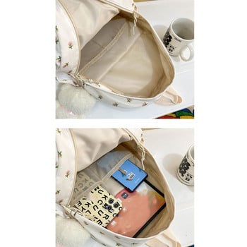 Ученическа раница за тийнейджърки Сладка малка найлонова чанта за книги с флорални щампи Дамска ежедневна лека колежска раница за лаптоп Портмоне