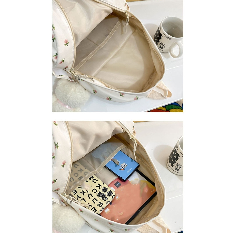 Tini lányok iskolai hátizsák Aranyos kis virágmintás nejlon utazási könyves táska női alkalmi könnyű egyetemi laptop hátizsák pénztárca