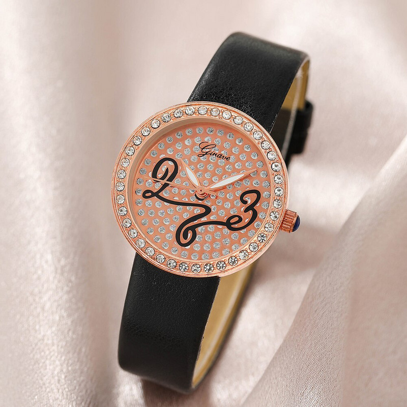 2 tk Moekas naiste ümmargune kvartskell musta nahast kividest pärlitest käevõru komplektid kella käevõru