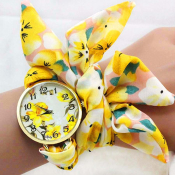 Shsby дамски ръчен часовник с пеперуда и цвете от плат, моден дамски рокля, часовник с копринен шифон, часовник с гривна