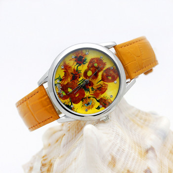 Shsby Luxury Brand Γυναικείο ρολόι Δερμάτινο ρολόι με λουράκι για γυναίκες Κομψό γυναικείο ρολόι Γυναικείο ρολόι χειρός Sweet Flower Quartz Δώρο 4