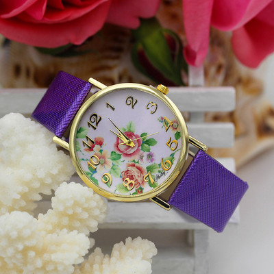 Shsby Brand Casual Γυναικεία λουλούδια Δερμάτινα ρολόγια με λουράκι Γυναικείο ρολόι φόρεμα Γυναικείο ρολόι χρυσό ρολόι κορίτσι μόδας χαλαζίας