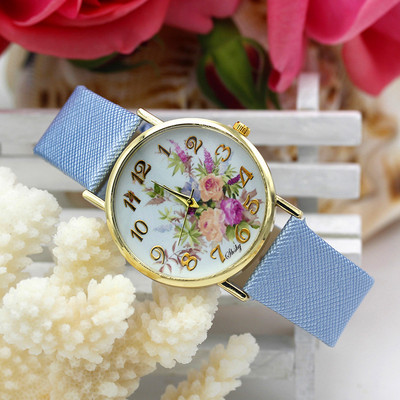Shsby Brand Casual Γυναικεία λουλούδια Δερμάτινα ρολόγια με λουράκι Γυναικείο ρολόι φόρεμα Γυναικείο ρολόι χρυσό ρολόι κορίτσι μόδας χαλαζίας