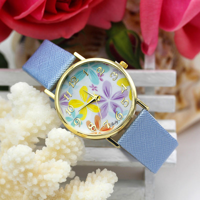 Shsby Brand Casual Γυναικεία λουλούδια Δερμάτινα ρολόγια με λουράκι Γυναικείο ρολόι φόρεμα Γυναικείο ρολόι χρυσό ρολόι κορίτσι μόδας χαλαζίας