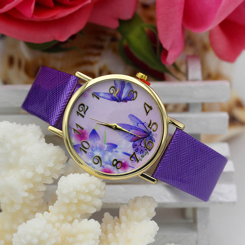 Shsby Brand Casual Γυναικεία λουλούδια Δερμάτινα ρολόγια με λουράκι Γυναικείο ρολόι φόρεμα Γυναικείο ρολόι χρυσό ρολόι κορίτσι μόδας χαλαζίας