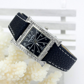 Mmysterious μαύρο θηλυκό ρολόι χειρός σε τετράγωνο σχήμα Δερμάτινο στρας Σχεδιαστής Γυναικείο ρολόι Γυναικείο φόρεμα Πολυτελές ρολόι κρυστάλλου χαλαζία