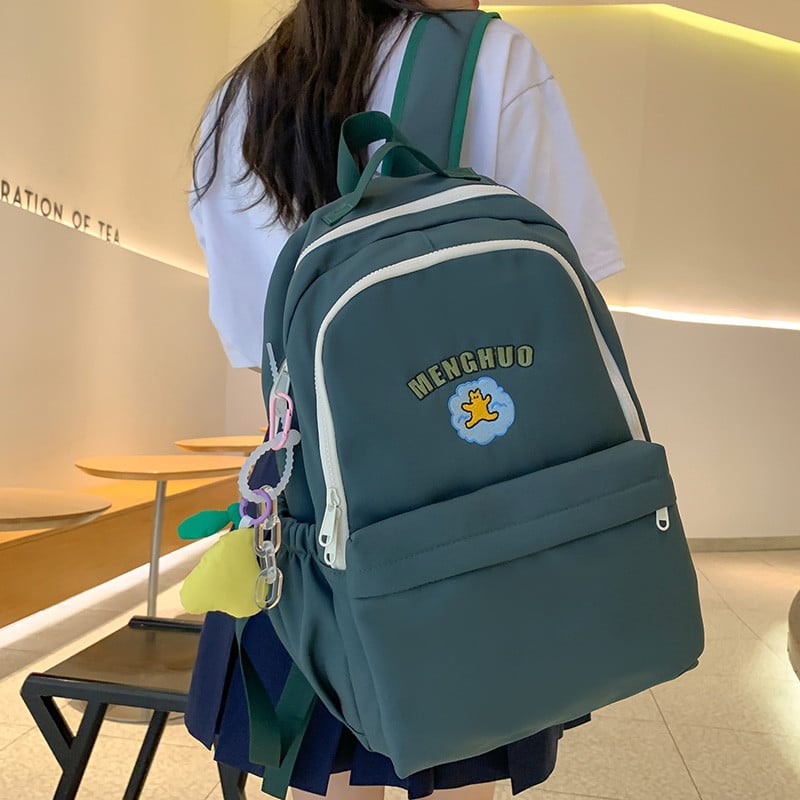 Női hátizsák Rajzfilm hímzés Női Aranyos Nagy kapacitású Laptop Hátizsákok Nylon iskolatáska Lány Diák utazási Könyvtáska