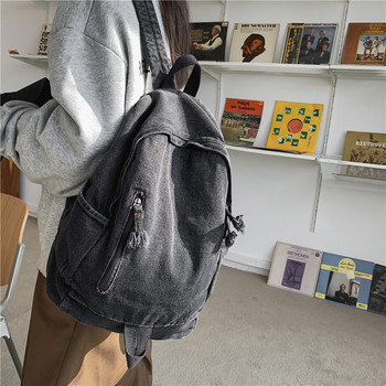 Дънкова дамска ретро раница Пътна чанта Голяма вместимост чанта за книги Ученически чанти за тийнейджъри Rugtas