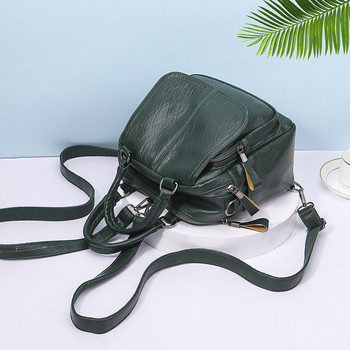 Модна ретро многофункционална раница Дамски меки кожени чанти Едноцветни меки кожени чанти за рамо Ежедневни пътни чанти