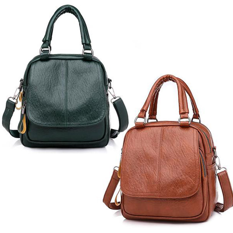 Modes vintage daudzfunkcionāla mugursoma Sieviešu mīkstas ādas rokassomas Vienkrāsainas mīkstas ādas plecu somas Ikdienas ceļojumu somas